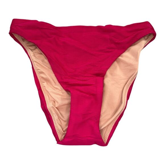NEW J. Crew Women’s Small Red Ribbed High-Rise Cheeky Bikini Bottom NWT‎ - Picture 2 of 6
